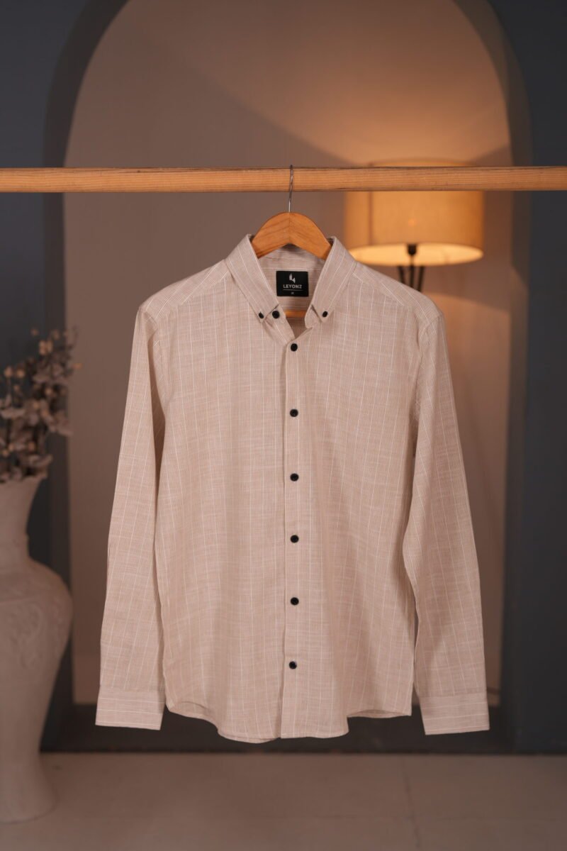 Light Brown and White Stripe Shirt