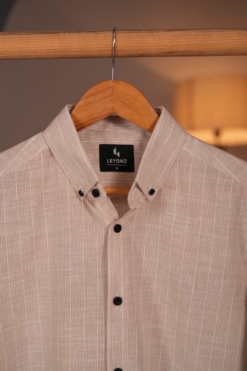 Light Brown and White Stripe Shirt