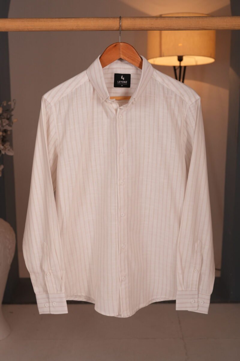 White and Beige Stripe Shirt