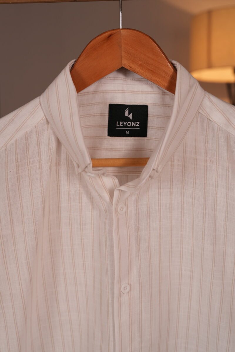 White and Beige Stripe Shirt