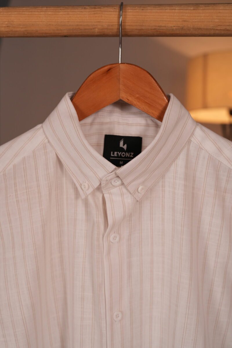 White and Beige Stripe Shirt