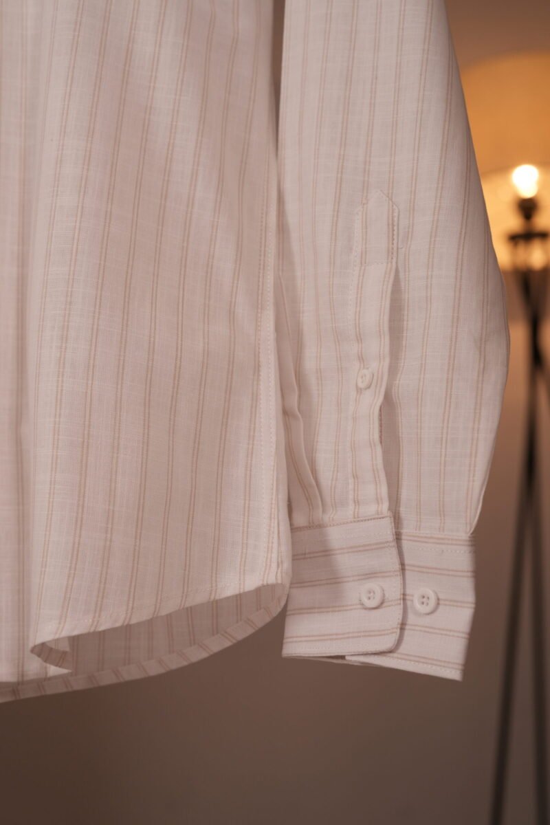 White and Beige Stripe Shirt