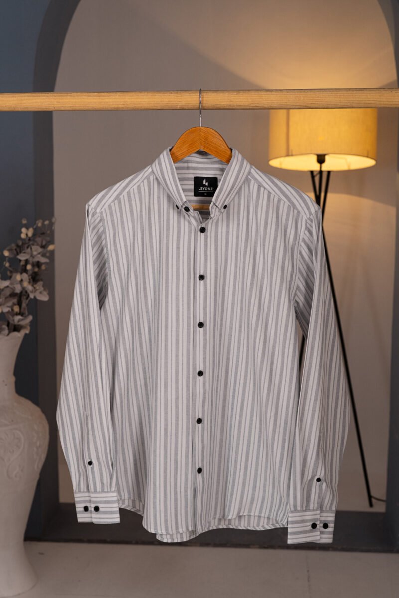 White and Grey Stripe Shirt